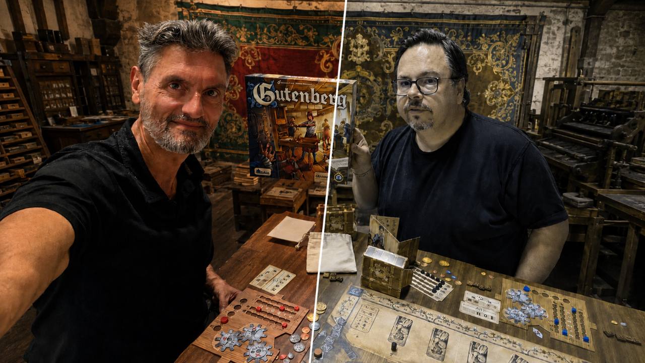 Cesare Mainardi et un joueur autour de Gutenberg