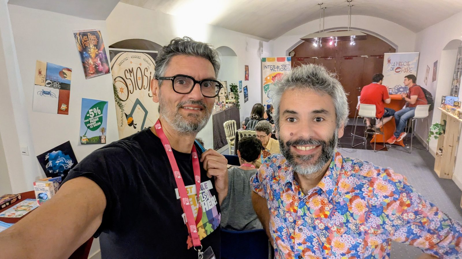 Cesare Mainardi avec Florent Toscano sur l’espace des éditions Jeux Opla
