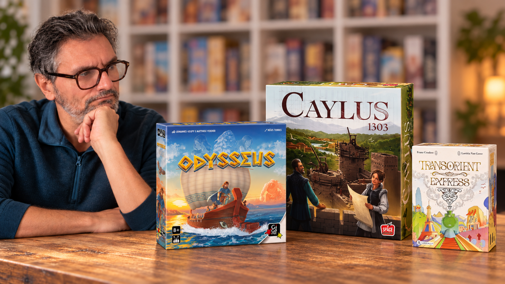Cesare Mainardi observe les boîtes de Transorient Express, Odysseus et Caylus 1303 posées sur une table